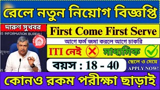 শুধু মাধ্যমিক পাশে রেলে নতুন নিয়োগ 2024  Railway New Vacancy 2024  WB Jobs 2024  jobs2024 [upl. by Radburn694]