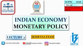 Monetary Policy Meaning Scope and Methodology lec 2 JKSSB  IBPS JKSSB FAA [upl. by Dlabihcra]