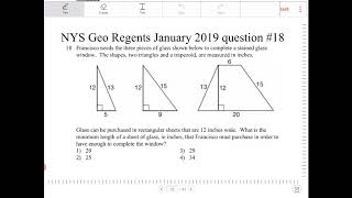 NYS Geometry Regents January 2019 Question 18 [upl. by Vonnie]