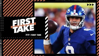 Daniel Jones or Taylor Heinicke Whos the better QB Stephen A amp Dan Orlovsky debate  First Take [upl. by Enelrats]