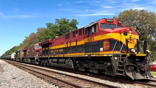 Kansas City Southern ET44AC 5003 Leads CSX B62128 at Dyal Hill FL [upl. by Sibeal901]