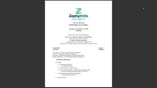 Zephyrhills City Council Meeting 11122024 [upl. by Nirual]