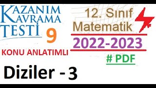 12 Sınıf  Kazanım Testi 9  Matematik  2022 2023  Diziler 3  AYT Matematik  EBA  OGM Materyal [upl. by Edison]