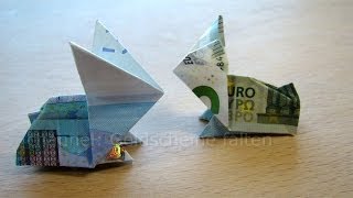 Geldscheine falten Osterhasen  Geldgeschenke basteln für Ostern  Geld falten Hase  Origami Tiere [upl. by Laughlin192]