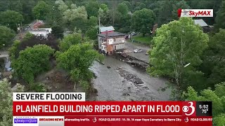 Flooding in Plainfield rips open apartment building leaves widespread damage [upl. by Livvyy]