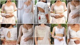 Latest White Blouse Designs For White Saree 2024 🤍White Saree Blouse Design🤍White Net Blouse Design [upl. by Leraj]