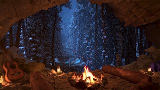 Relax In A Cozy Winter Cave With A Crackling Fire  Fall Asleep Fast  Winter Ambience  4K  8Hrs [upl. by Edd818]