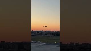 A Naples Airport view from the roof of the parking Turkish airlines flight is landing airport [upl. by Kellina]