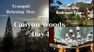 Relaxing Canyon Woods Resort  Twin Lakes Dinner  Deluxe 1BR Tour  Batangas Tagaytay Taal Volcano [upl. by Yraht]