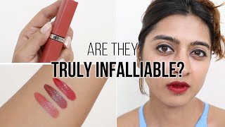 LOREAL INFALLIBLE MATTE RESISTANCE LIQUID LIPSTICK SWATCHES Ratu Adellya [upl. by Lahsram684]