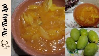 Sweet and Tangy Raw Mango Jam Recipe Raw Mango Murabba Recipeکیری کا مربہ [upl. by Aierbma665]