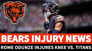 BEARS INJURY NEWS Rome Odunze SUFFERS Knee Injury In Win Over Titans 😳 [upl. by Napier]