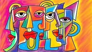 Cubism Picasso inspired Abstract portrait  Cubism art lesson for kids  How to draw Cubism faces [upl. by Jobyna]