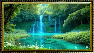 The 4K Waterfall Background is a screensaver of framed art that can be used on TVs or Youtube [upl. by Noam]