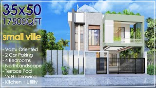 35X50 Feet  1750 sqft  West Facing House Design with Vastu  195 Gaj  10X15 Mtr Plan  ID109 [upl. by Enoob634]