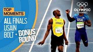 Usain Bolt  ALL Olympic finals  Bonus round  Top Moments [upl. by Damian]