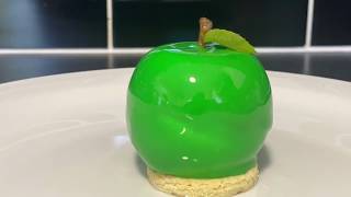 APPLE SHAPED DESSERT DOLCE MOUSSE WITH APPLE AND VANILLA INSERT AND SHORT BREAD [upl. by Ecilef86]