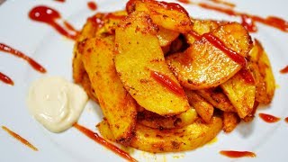 SPICY amp CRISPY POTATO WEDGES BAKED  RECIPE [upl. by Fransen]