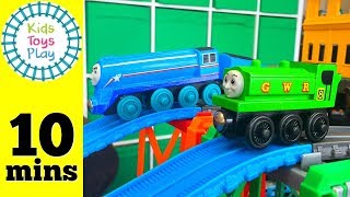 Thomas and Friends Wooden Railway Train Races  Thomas Train Tanks VS Tenders Super Station Speedway [upl. by Gibert334]