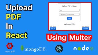 How to upload PDF files in React js Node js Mongo Db using Multer  Upload files with multer Node js [upl. by Odie]