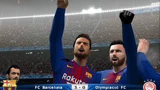 PES 2018 PS2 Barcelona 72 Olympiacos  6 Goals Luis Suarez Champions League [upl. by Emelina880]