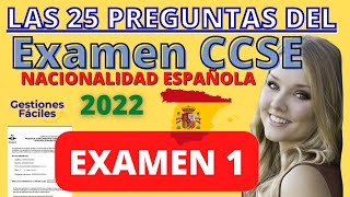 🚀✔CCSE EXAMEN 1 25 Preguntas 🟢 Conseguir la Nacionalidad Española Preguntas 2022 etoro [upl. by Tonjes]