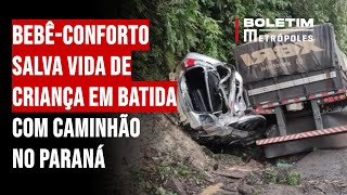 Bebêconforto salva vida de criança em batida com caminhão no Paraná [upl. by Eile701]