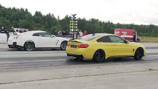 Nissan GTR R35 vs BMW 435d F32 xDrive St3 14 mile drag race [upl. by Anitahs]