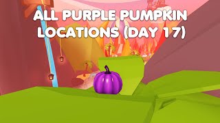 ALL PURPLE PUMPKIN LOCATIONS DAY 17 40 PUMPKINS in Adopt me [upl. by Anolla]