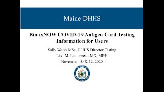 BinaxNOW COVID19 Antigen Card Testing Information for Users Nov 10 2020 [upl. by Lesna769]