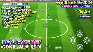 Rilis Juga eFootball PES 2024 PPSSPP Komo Valeri Update Real Face Camera PS5 Liga Eropa amp Arab 2024 [upl. by Sldney]