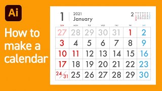 【Illustrator Tutorial】How to make a Calendar（カレンダーの作り方） ｜Adobe Illustrator CC 2020 [upl. by Nitneuq96]