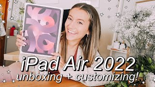 NEW iPad Air 5 Pink unboxing  accessories ✨ asmr ✨ aesthetic [upl. by Xirtaeb]