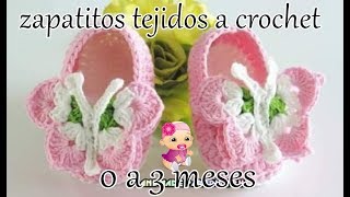 zapatitos tejidos a crochet bebemodelo de mariposa [upl. by Inerney]