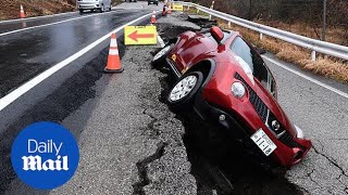 Japan Moment landslide destroys homes following earthquake [upl. by Marcel]