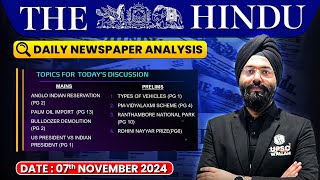 7 November 2024  Daily Current Affairs  The Hindu Analysis  PW OnlyIAS [upl. by Judith144]