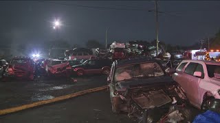 Cars at DeKalb County impound lot catch fire Friday morning [upl. by Dugas634]