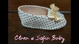 Sandália para bebês Peep toe fechada de feltro e tricoline feita a mão [upl. by Asiat]