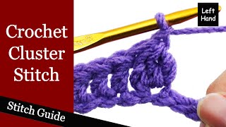 Crochet Cluster Stitch  Left Hand Stitch Guide [upl. by Trebbor556]