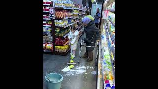 Elderly woman accidentally breaks milk bottle in store shorts [upl. by Llerut]