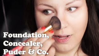 FOUNDATION ROUTINE deutsch richtig auftragen mit Pinsel Schwamm Primer Make up Concealer Puder [upl. by Nnaarual]