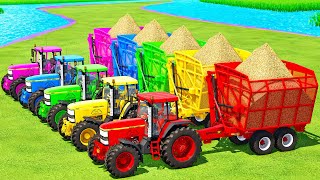 SPECIAL SUGAR CANE HARVEST WITH 5x COLORED JOHN DEERE amp VALTRA TRACTORS  Farming Simulator 22 [upl. by Ori]