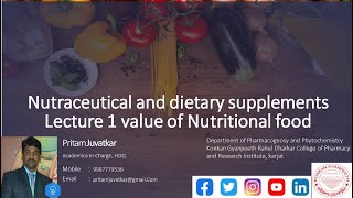 Nutraceutical and dietary supplements value of functional food definition introduction lecture no 1 [upl. by Aihsel]