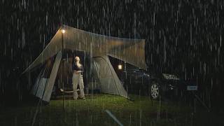 Camping in the Rain Rainstorm 🌧🌧 Solo camping with a cozy new tent [upl. by Megargee]