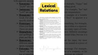 Lexical Relations Language and Linguistics Instant Essay for Exam Success ARsummaryguidance [upl. by Norrehs901]