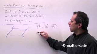 Den vierten Punkt eines Parallelogramms berechnen Beispiel 1  V0504 [upl. by Dennison]