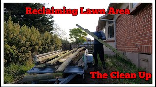 Reclaiming Front Lawn Removing Dirt Pile amp Wood Part 3 [upl. by Origra]