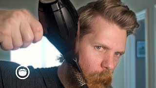 Round Brush Beard Grooming Technique to Control a Curly Beard [upl. by Nayllij]