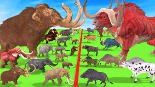 10 Mammoth Elephant vs 10 Zombie Bull Animal Epic Battle Prehistoric Mammals Animal Revolt Battle [upl. by Magbie]