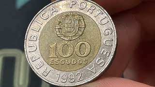 1992 Portugal 100 Escudos Coin • Values Information Mintage History and More [upl. by Eillil]